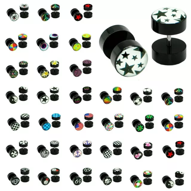 1 Paar Fakeplugs Ø 10mm Fake Plug Tunnel Ohrstecker Ohrringe Fakepiercing