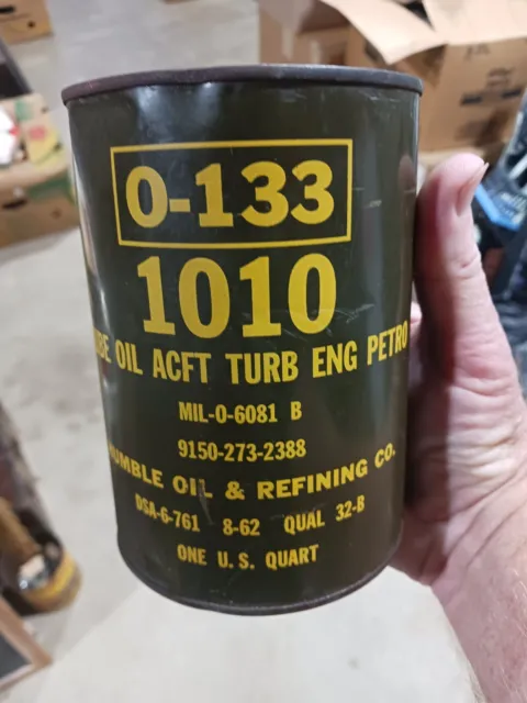 Vintage Humble Oil Military Aircraft Engine Petro Quart Oil Can