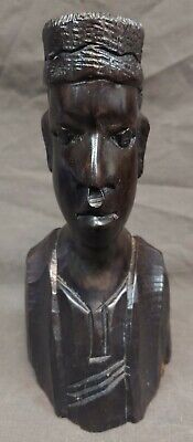 Vintage Hand Carved Wooden Tribal Native African Figure Bust Ethnic Wood Carving