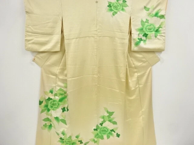 43473# Japanese Kimono / Antique Kimono / Embroidery / Floral Plants