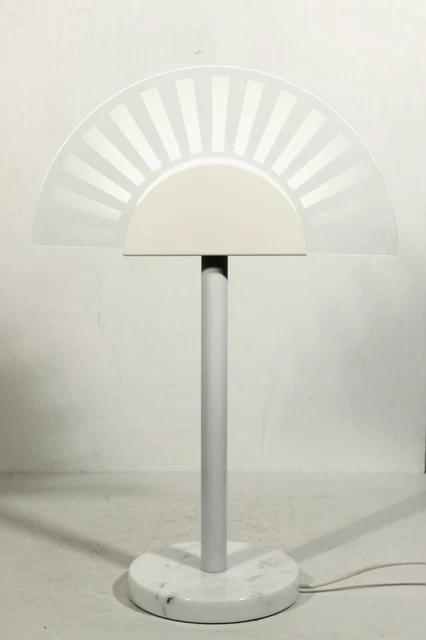 Targetti Sankey - Rare grande lampe verre & marbre blanc Memphis Italie 1980s