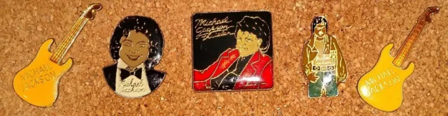 Michael Jackson King Of Pop 5 Pin Set  Lapel Brooch Pinback Enamel Thriller