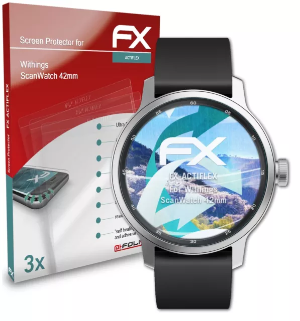 atFoliX 3x Écran protecteur pour Withings ScanWatch 42mm clair&flexible