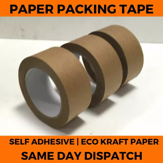 Brown Kraft Paper Tape - Packing Self Adhesive Strong Eco Packaging Parcel