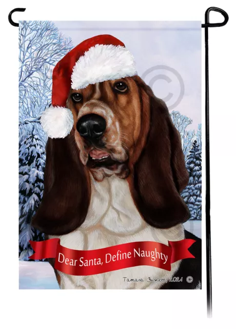 Dear Santa, Define Naughty Garden Flag - Tri Basset Hound 010B
