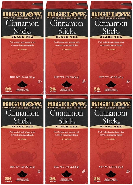 Bigelow Cinnamon Stick Black Tea Bags 28-Count Boxes (Pack of 6) Cinnamon...
