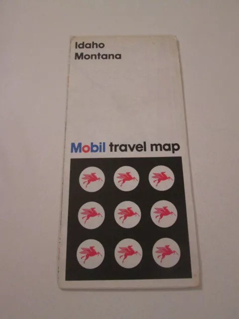 Vintage 1973 Mobil Idaho Montana Oil Gas Service Station Travel Road Map