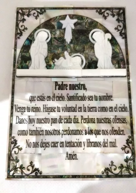 Placa de pared hecha de mano de nácar La oración del Señor (Padre Nuestro) 2