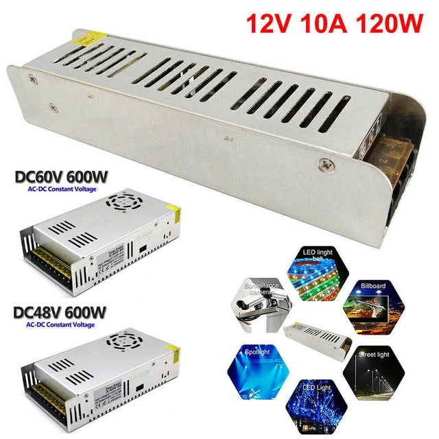 AC 110-230V to DC 12V 48V 60V Switch Power Supply Driver Adapter LED Strip Light