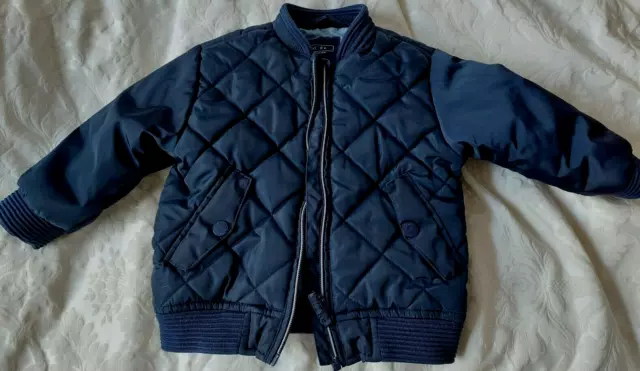 Toddler/Child/ Baby Boy Next Quilted Coat/Bomber Jacket Navy Blue 12/18 months