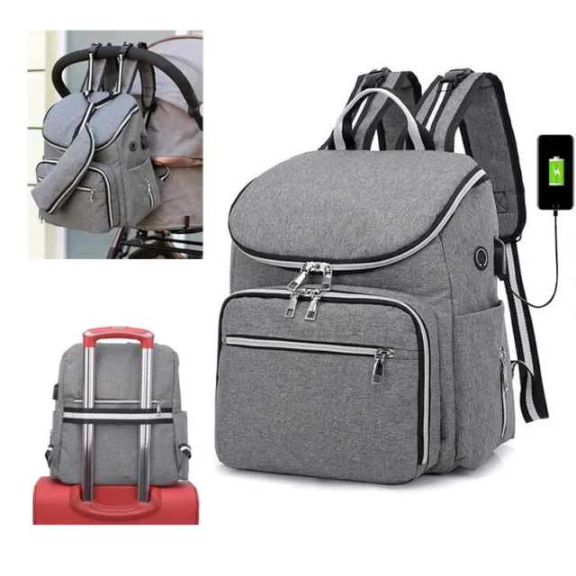 Stroller Bags Baby Nursing Diaper Backpack Nappy Bag Maternity Mommy USB Handbag