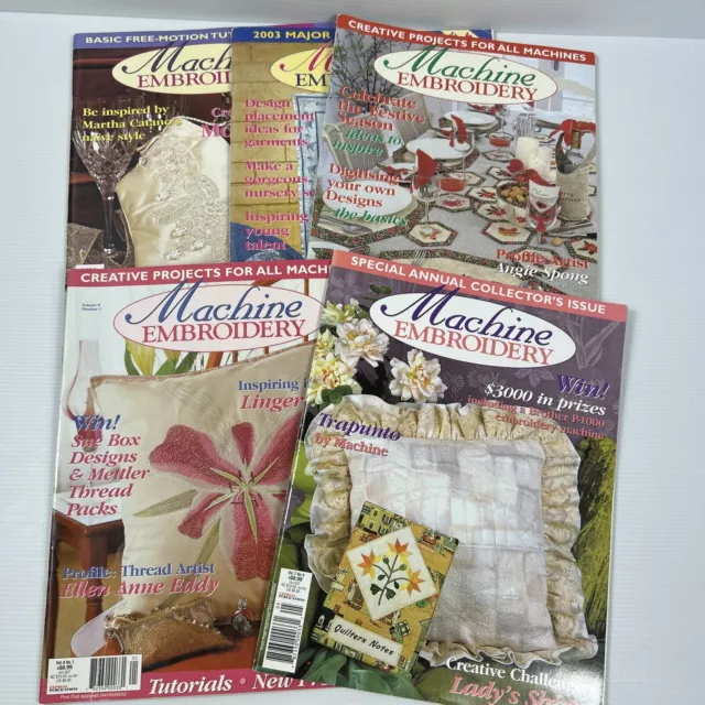 Machine Embroidery Magazines x 5 Sewing Craft Projects & Pattern sheets Lot 13