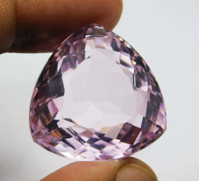Natural 56.60 Cts Brazilian Trillion Cut Stunning Pink Kunzite Loose Gemstone
