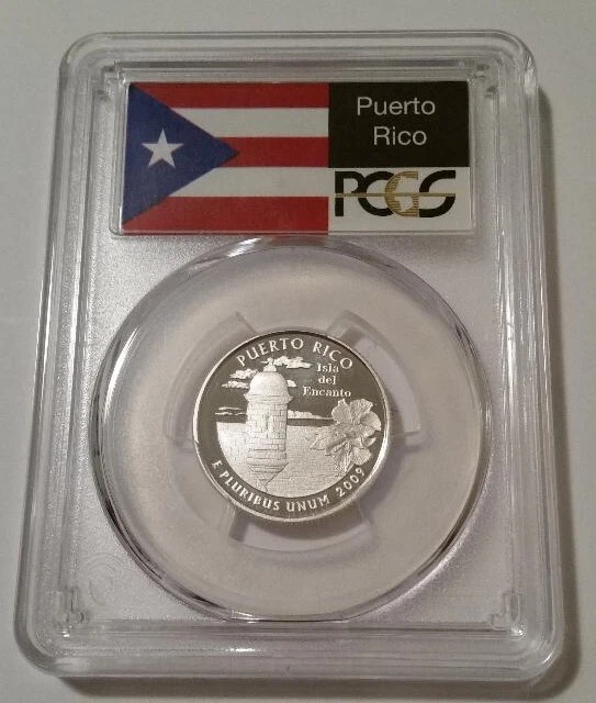 PCGS 2009 S Silver Puerto Rico Territories Quarter Proof PR70 DCAM PCGS Flag