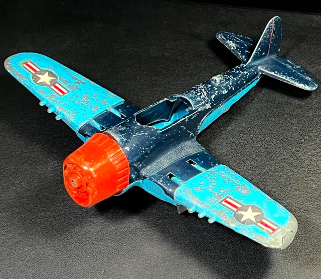 VTG HUBLEY KIDDIE Toy Metal Airplane Plane WW2 Folding Wings Man Cave