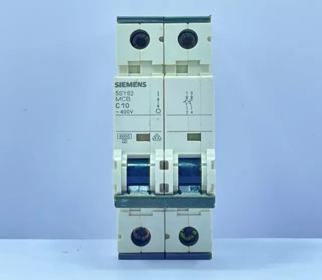 Siemens 5SY62 C10 MCB 10A 230/400VAC 2pole Disjoncteur Interrupteur din Rail