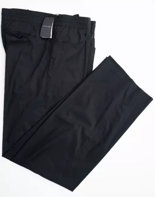 NWT GIORGIO ARMANI Black Cotton Lightweight Casual Workout Pants 40 (EU 56)