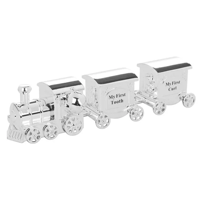 Silver Plated My First Tooth and Curl Set Mini Train Locomotive Christening Gift