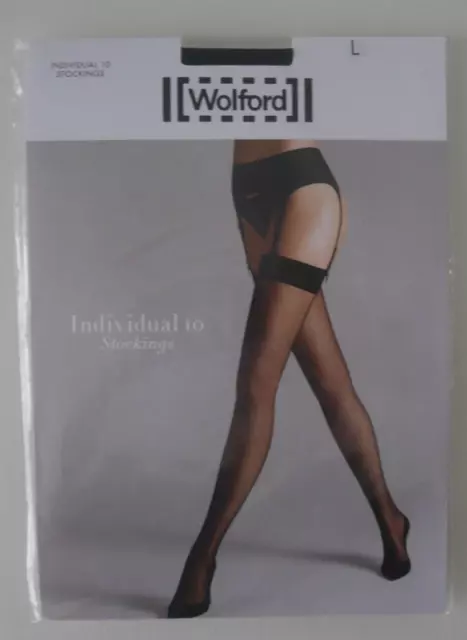 NEU & OVP: Wolford INDIVIDUAL 10 STOCKINGS! Gr. L! black ! Zum einhängen