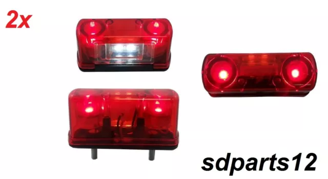 2x 12/24V LED Feux Plaque D'immatriculation Arrière Éclairage Camion Remorque