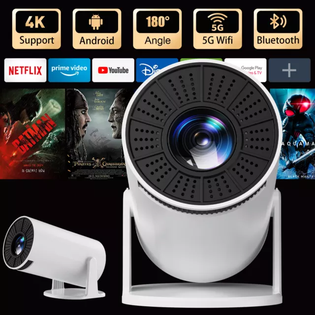 4K Projector Smart HD 5G WiFi Bluetooth Android TV HDMI USB Beamer Home Theater