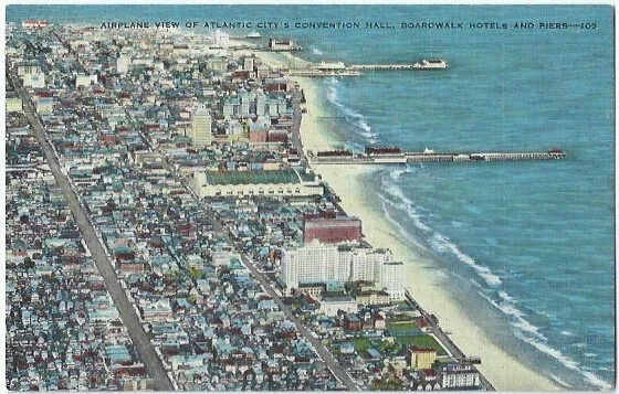 Atlantic City NJ Convention Hall Hotels Piers Aerial Vintage Postcard New Jersey