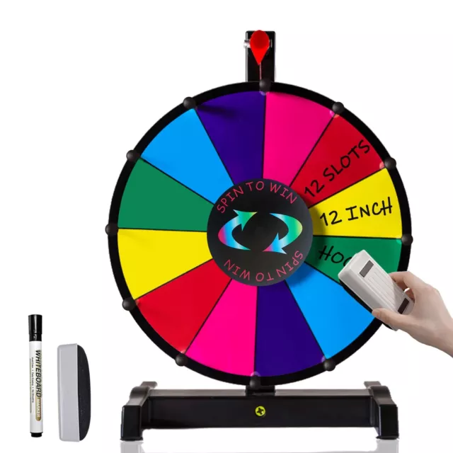 Hooomyai 12" Tabletop Spinning Prize Wheel 12 Slots Heavy Duty Editable Spinn...