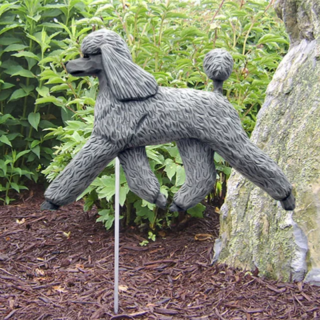 Poodle Outdoor Garden Dog Sign Hand Painted Figure Grey