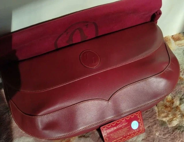Unused Authentic Cartier Vintage Must Clutch Bag Calfskin Leather Deadstock