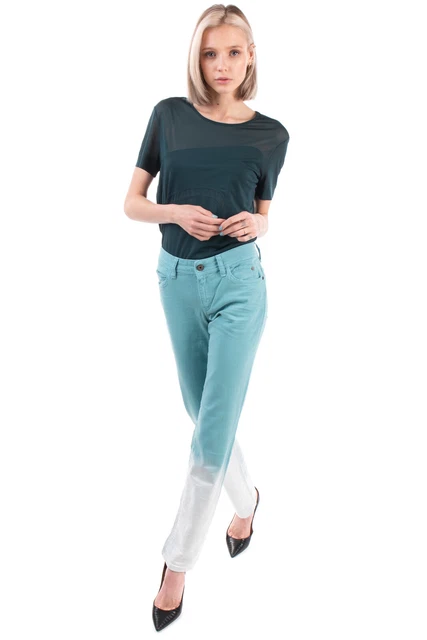 RRP €250 JUST CAVALLI Jeans W29 Stretch Light Crumpled Dip Dye Zip Fly Slim Fit