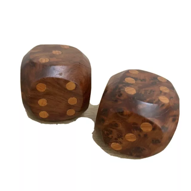 Excellent Pair of Large Wooden Dice for Board games - 2” & in Dark Hard Wood die