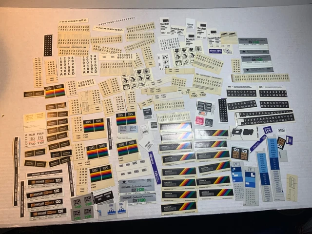 LOT OF VINTAGE VHS Tape Sticker Labels Assorted Numbers Letters ...