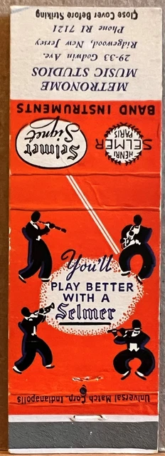 Metronome Music Studios Ridgewood NJ New Jersey Band Instruments Matchbook Cover