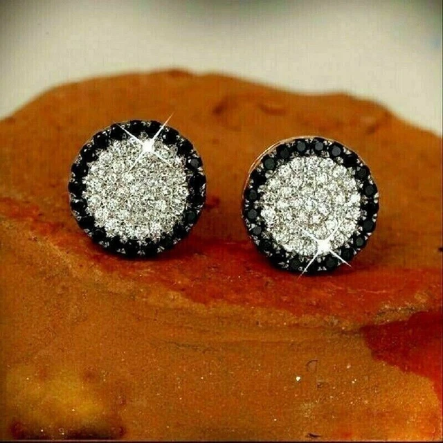 2.00Ct Round Cut Moissanite Cluster Stud Earrings 14K White Gold Plated Silver