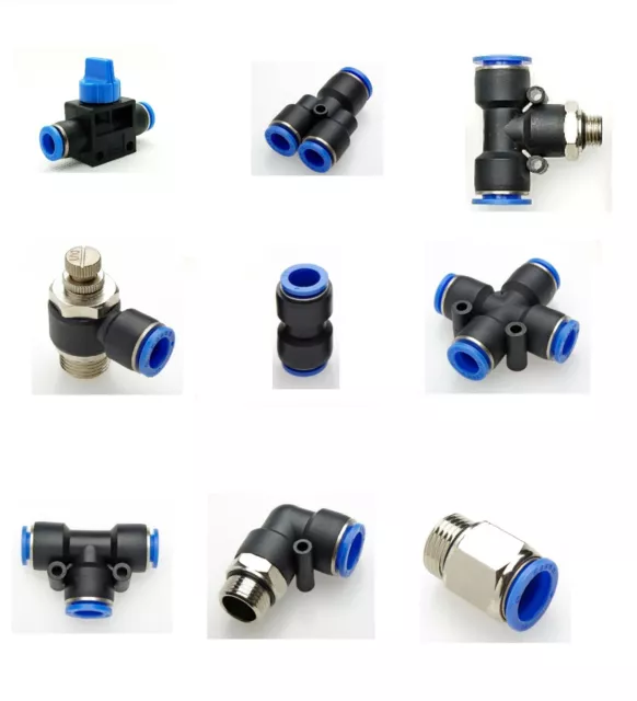 Nylon Pneumatic Push In Fittings, Connectors - Air Water Hose tube Quick Release