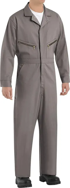 Red Kap Zip-Front Cotton Coverall Gray, 52 Regular