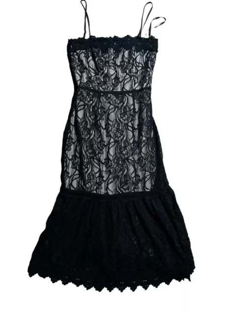 NWT - BB DAKOTA Black Lace Tiered Midi Dress (Size S)