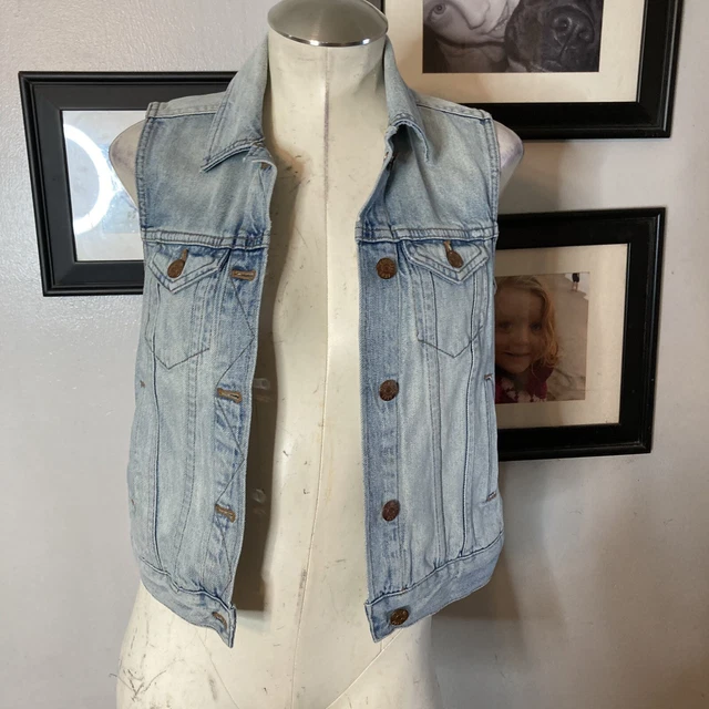 Madewell Light Wash Denim Button Up Vest Jacket XS C2295