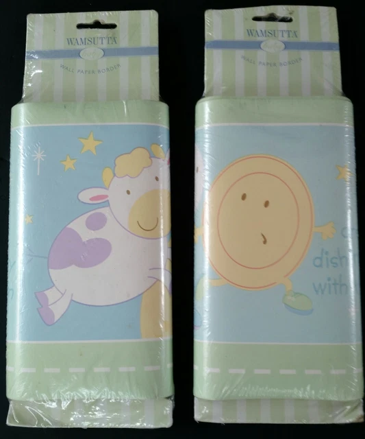 2 Wamsutta Baby Nursery Rhymes Prepasted Wall Border, New 8" x 7 yds