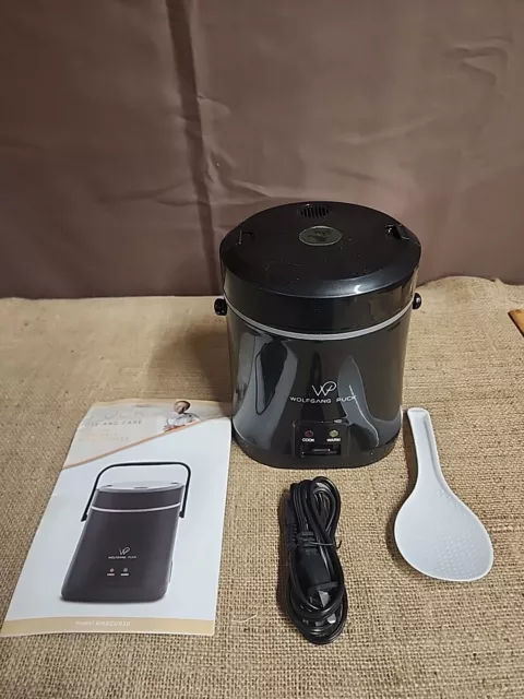 Wolfgang Puck Black Mini Rice Cooker 1.5 Cup - With Food Steamer Basket