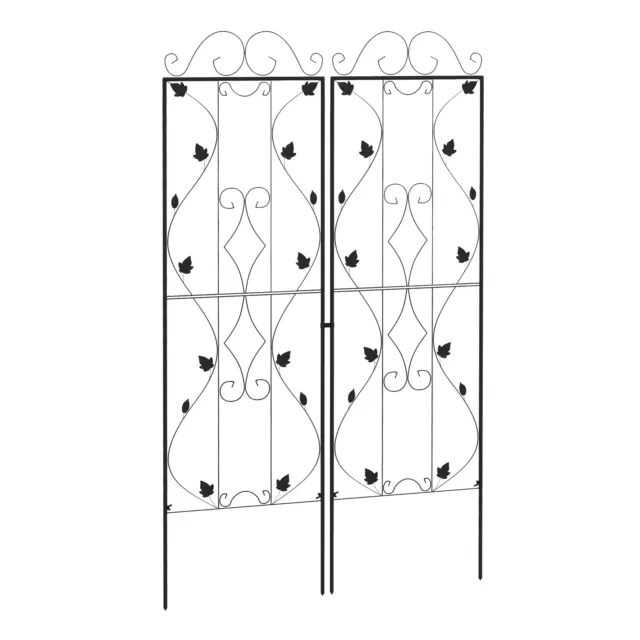 Outsunny Set of 2 Metal Trellis for Climbing Plants, Leaf Design, 50 x 181cm