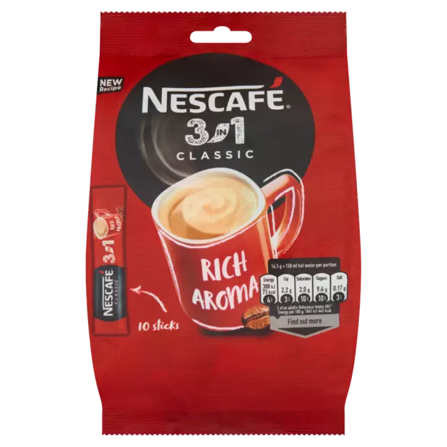 Nescafé 3In1 Klassischer Instantkaffee Getränk 165 G (10 X 16,5 G)
