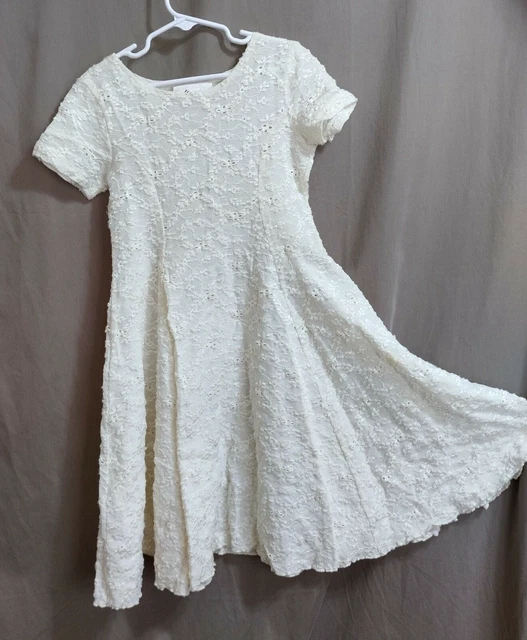 Vintage Girls Dress Storybook Heirlooms Girl’s Eyelet Stretch Dress Made USA 6X