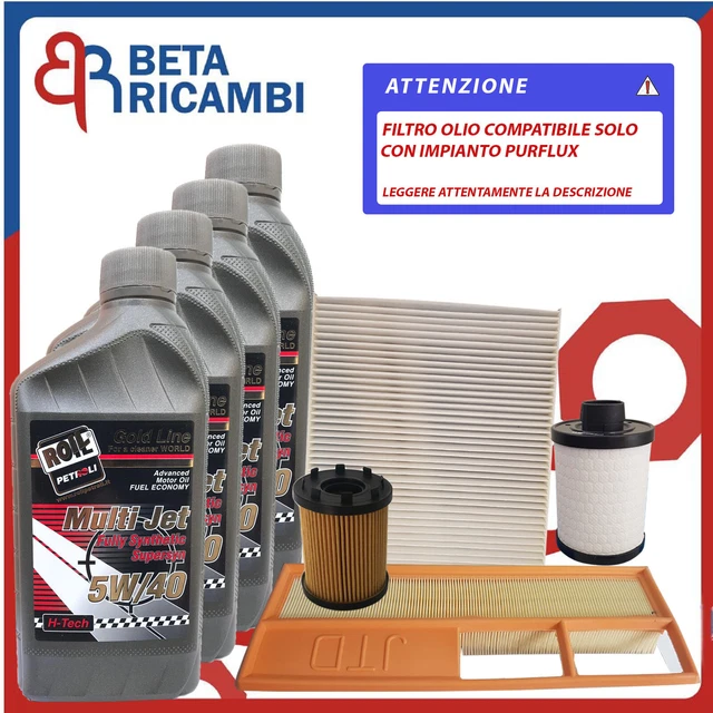 KIT 4 FILTRI 4 LT OLIO 5W40 TAGLIANDO LANCIA MUSA 1.3 MultiJet 70 Cv - Foto 3