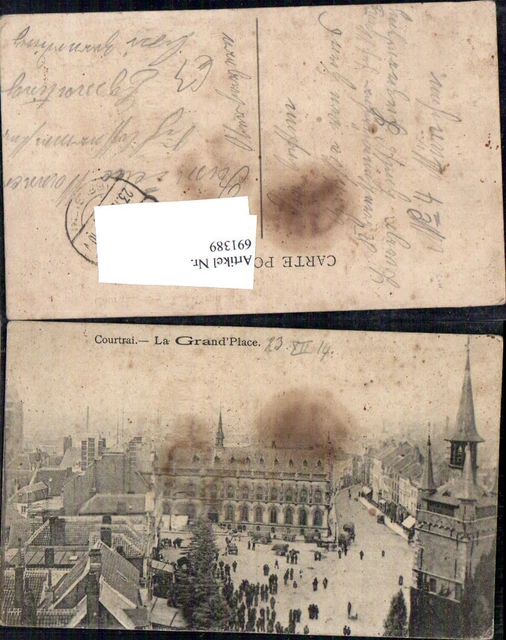 691389 Belgium Courtrai Grand Place Feldpost Egmating Glonn Ebersberg Grafing Mü