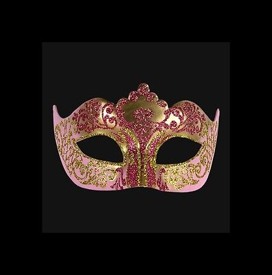 Mask from Venice Colombine Golden And Pink Authentic Carnival Venetian 429