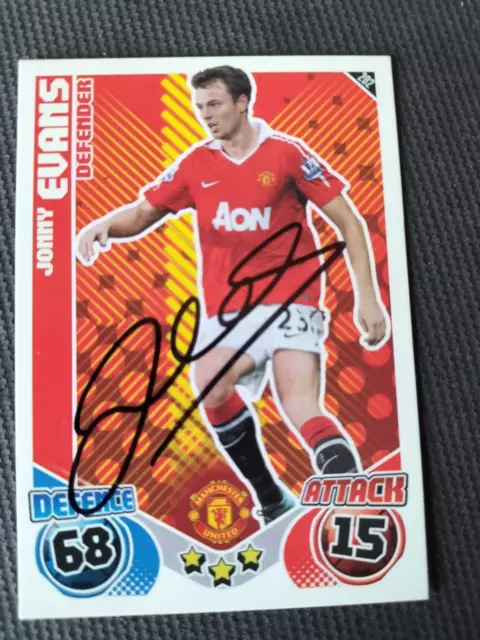 Match Attax season 2010-2011 card #202 signed Jonny Evans Manchester United FC