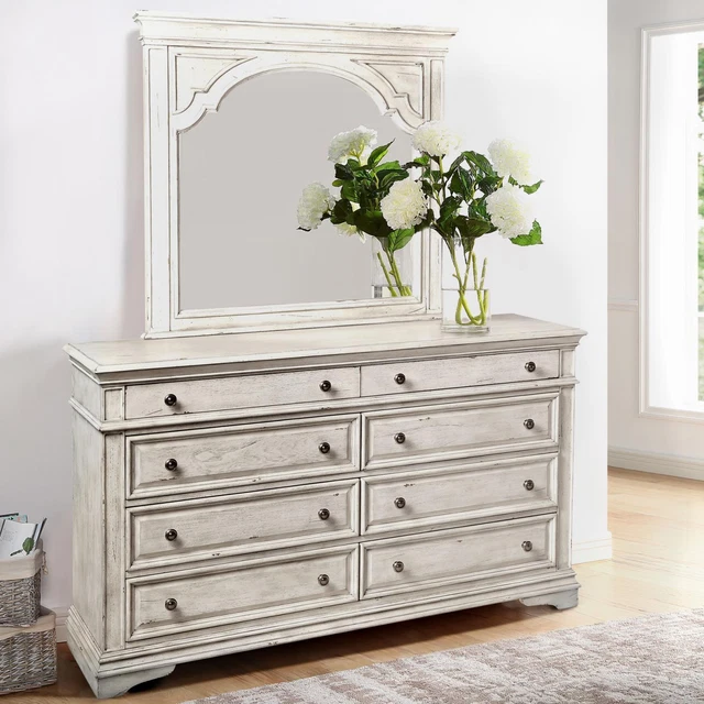 Steve Silver Highland Park Dresser and Mirror-Rustic Ivory HP900DRMRW