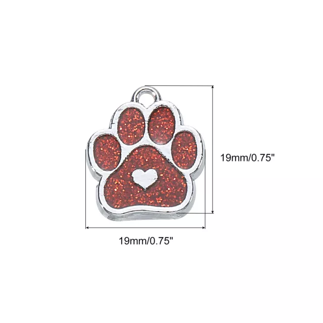 Cat Dog Paw Charm Footprint Paw Print Charm Alloy Enamel Orange, 10 Pack 2