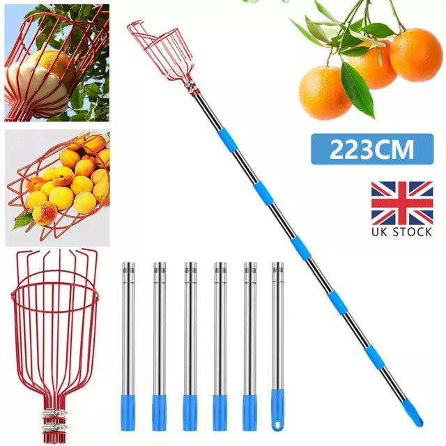 Stainless Steel Detachable Fruit Picker Apple Picks with Pole Extra Long Garden